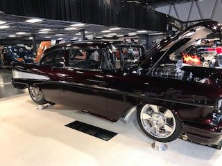Maroon custom car that won the 2020 Dick Bertolucci Award at the Sacramento Autorama
